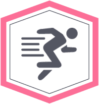 Hexagonal running icon for sprint and cardio exercise